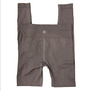 Womens Athleta XS Gray Striped Fitness Leggings